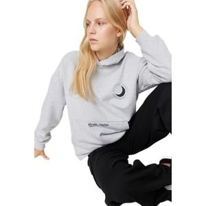 Trendyol Sweatshirt Capuchon Regular Slogan Jumpsuit Dames, Grijs, S, grijs.