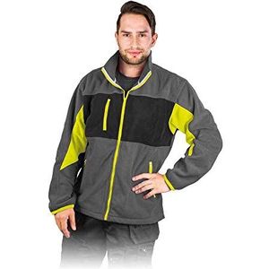 Leber & Hollman LH-FMN-P Werkjas van fleece, lange mouwen, 290 g/m², 100% polyester, met ritssluiting, elastische paspelmanchetten aan mouwen en zoom, donkergrijs/zwart/geel