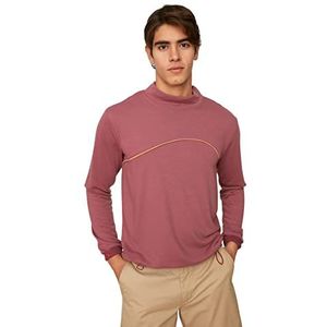 Trendyol Heren sweatshirt, effen kleur, met opstaande kraag, paars, S, Paars.