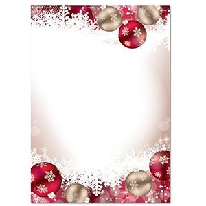 SIGEL DP041 Kerstbriefpapier, kerstballen, 21 x 29,7 cm, 90 g/m², rood en goud, 100 vellen