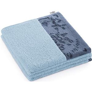 AmeliaHome Crea handdoek van 100% katoen, 50 x 90 cm, blauwe rand, 500 g/m²