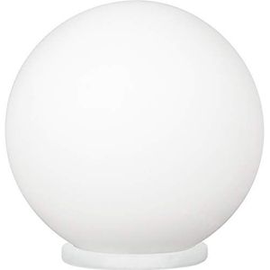 EGLO Rondo tafellamp, lamp met 1 fitting, nachtlampje van glas, kleur: wit, glas: opaal matwit; fitting: E27, inclusief schakelaar