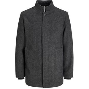 Jack & Jones Jjeharrison Wool Jacket Sn wollen jas voor heren (1 stuk), Donkergrijs gemêleerd/patroon: visgraat