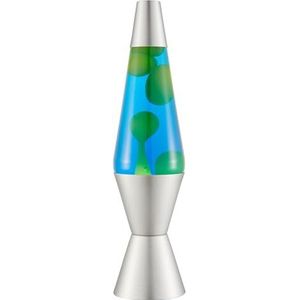 LAVA® - Lampada Lava 2124, cera groen, vloeibaar blauw, basis en cappuccio zilver, originele lamp van LAVA® van 14,5 cm