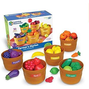 Learning Resources Le Farmers Market kleursorteerset, kinderhandelaar, groentespeelgoed, fruit en groenten, speelgoed, cadeau voor kinderen van 18 maanden, 1, 2, 3, 4, 5 jaar, jongens en meisjes