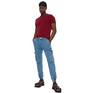 Trendyol Navy Blue Male Loose Fit Cargo Jogger Heren Jeans, Navy Blauw