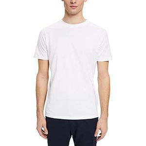 ESPRIT Basic T-shirt voor heren, ronde hals, Wit (100)