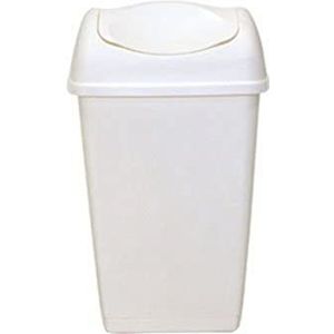 axentia Afvalemmer met klapdeksel, wit, van kunststof, voor keuken en badkamer, met klapdeksel, inhoud: ca. 25 liter