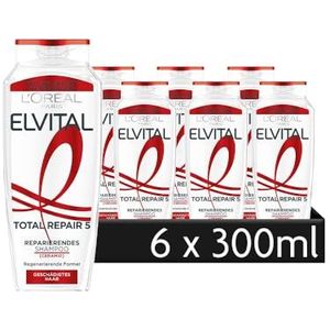 L'Oréal Paris Elvital Repair Shampoo tegen 5 problemen beschadigd haar met Cicamide en Pro-Keratine Total Repair 5, 6 x 300 ml