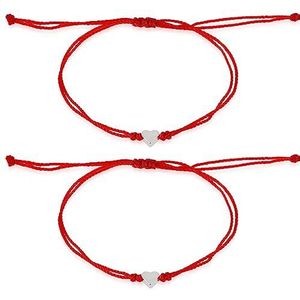 Yolev 2 stuks rode armbanden voor bescherming in hartvorm, handgemaakte vriendschapsarmbanden, gelukskabbala, nylon, Nylon