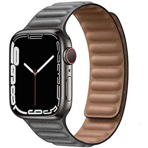 HEYOZURY Horlogebandje compatibel met Apple Watch 7 en 8, van leer, magnetisch, 45 mm, 44 mm, 41 mm, 40 mm, 49 mm, voor heren of dames, met sluitsysteem voor iWatch Series 8/7/SE/6/5/4/3/2/1