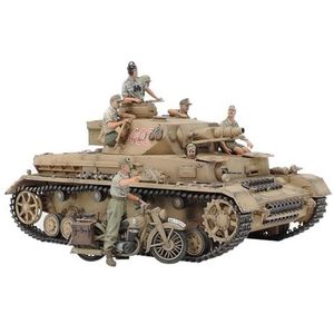 1:35 Tamiya 25208 Panzerkampfwagen IV Ausf F & Motorcycle North Africa Plastic Modelbouwpakket