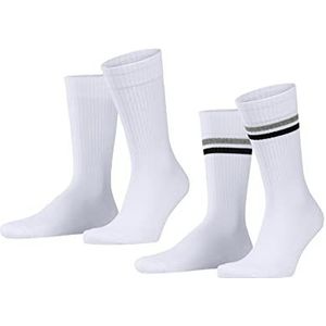 ESPRIT Heren Tennis Stripe 2-Pack ademende sokken duurzaam biologisch katoen midden kuit fantasie patroon set van 2 paar, Wit (White-Mix 2020)