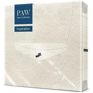 PAW - Papieren handdoek, 3-laags (33 x 33 cm), 20 stuks, ideaal voor verjaardagen, naamfeesten, tuinfeesten, familiefeesten, crème (klassieke inspiratie)