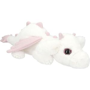 Depesche 13427 Topmodel knuffeldier draak in wit, pluche ca. 50 cm met roze vleugels, wit, eenheidsmaat
