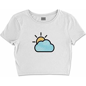 Bona Basics, Impression numérique, T-shirt basique pour femme, 100% coton, blanc, décontracté, hauts pour femme, taille : S, blanc, S taille court