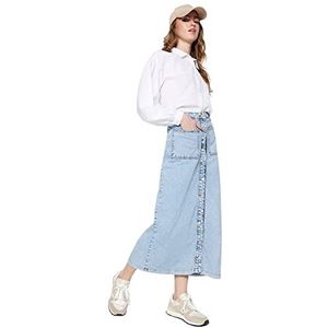 Trendyol Skirt-Blue-Maxi rok voor meisjes, dames, blauw, 36, Blauw