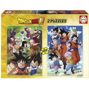Educa - Dragon Ball | Set van 2 puzzels van elk 500 stukjes. Afmetingen: 34 x 48 cm. Inclusief Fix Puzzel Staart. Vanaf 11 jaar (19915)