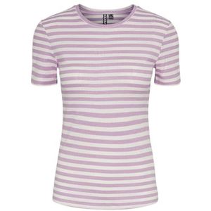 Pcruka Ss Top Noos Bc, Roze Lavendel Gestreept: Cloud Dancer, XS, Gestreepte roze lavendel: Cloud Dancer