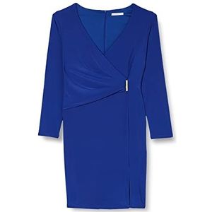 Gina Bacconi Robe de cocktail portefeuille avec bordure dorée pour femme, Bleu lapis, 42