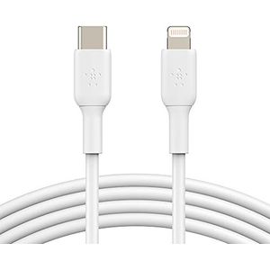 Belkin USB-C/Lightning-kabel (iPhone-snellaadkabel voor iPhone 14 en ouder) Boost Charge MFi-gecertificeerde USB-C-kabel voor iPhone (wit, 1 m)