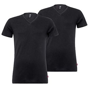 Levi's Levis Men T-shirt met V-hals voor heren, verpakking van 2 stuks, zwart [Jet Black 884]