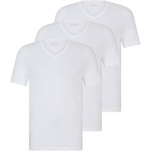 BOSS TShirtVN 3P Classic T-shirt van katoenen jersey met V-hals, wit 100