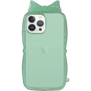Polohmer Ontwikkeld voor iPhone 13 Pro Max Case, Full Body Protective Rubber Gel Case Shockproof Case Bow Appearance Case (Greenish)