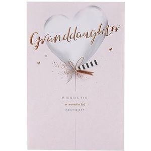 UK Greetings Wenskaart ""Happy Birthday"" voor dames – Grootdochter – hartballon – uit de Carlton Cards serie – reliëf met een roségoudkleurige folie