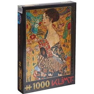 Unbekannt -D- Toys Puzzel 1000 stukjes - Gustav Klimt: vrouw met waaiers, onderdelen voor dames met vakken, 70159-KL03, meerkleurig