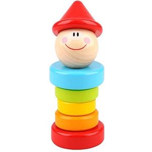 Tooky Toy Houten spellen, rammelaar clown van hout voor kinderen, meerkleurig