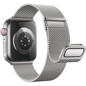 Astorgos Magnetische roestvrijstalen armband, compatibel met Apple Watch Ultra/Ultra2 49 mm/Series 9/8/7/6/5/4/3/2/1/SE 42/44/45 mm/38/40/41 mm, dubbele magnetische gesp van metaalgaas
