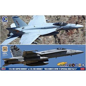 Hasegawa SP367 1/72 FA18E Super FA18C Hornet, USS Nimitz, 2 BAUS modelbouwset, kunststof, knutselen, modelbouw, meerkleurig