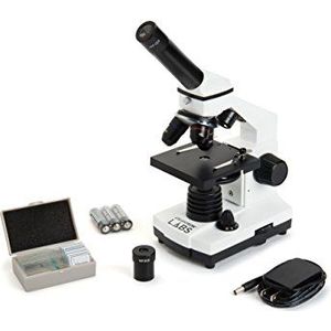 Celestron CM800 Compound microscoop met 40x - 800x voeding, 3AA batterijen, 10 voorbereide messen, 10x en 20x oculair, netadapter
