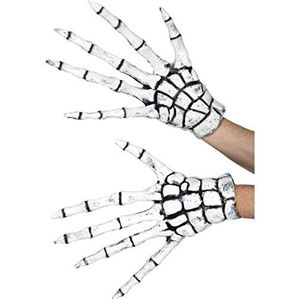 Smiffys Gordel/Skelet Reaper Handschoenen, Wit, Latex