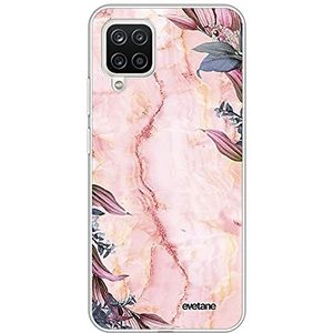 Evetane Beschermhoes compatibel met Samsung Galaxy A12 360, voor de achterkant, duurzaam, dun, robuust, transparant, marmer, bloemen, modieus patroon