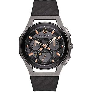 Bulova Heren chronograaf quartz horloge met rubberen band 98A162, zwart, armband, zwart., armband