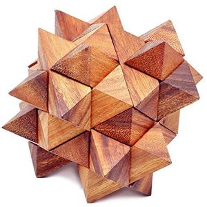 Logica Spiele Art. Asteroid XL – puzzel 3D van fijn hout – moeilijkheidsgraad 4/6 Extreme – Leonardo da Vinci Collection