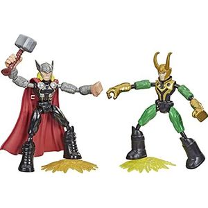 Marvel Avengers Bend and Flex, flexibele Thor Vs. Loki-figuren, 15 cm, voor kinderen vanaf 4 jaar