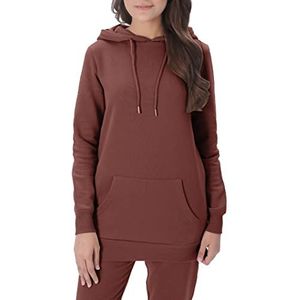 M17 M17 Damestrui voor dames, effen hoodie, lange mouwen, capuchon, M17 dames, effen hoodie, longline hoodie, zacht, casual, sweatshirt, top, lange mouwen, jumper (M, saliegroen) dames, Bruin