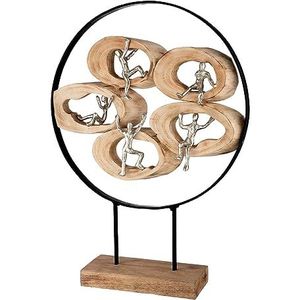 GILDE Decoratieve sculptuur, hout, aluminium, zilverkleurig, woonkamerdecoratie, kerstcadeau, voor dames, hoogte 39 cm