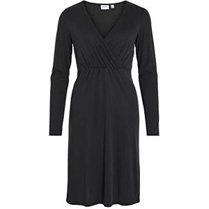 Vila Midi-jurk met lange mouwen voor dames, zwart.