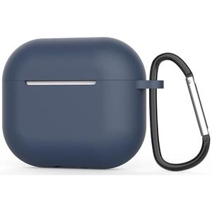 Compatibel met Apple AirPods 3e generatie 2021 Case Cover, siliconen beschermhoes met sleutelhanger, LED Front Zichtbaar - Nachtblauw