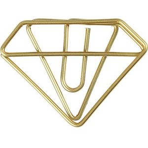 Diamant paperclips, breedte 35 mm, hoogte 25 mm, goud, 6 stuks