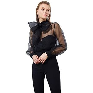 Trendyol Chemisier femme moulant basique col montant tricoté, Noir, 42