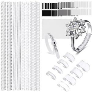 Prasacco 21 stuks ringmaatverstellers voor losse ringen, ringmaatverstellers met polijstdoek, onzichtbaar meetgereedschap voor trouwringen, Kunststof