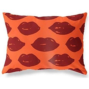 BonaMaison Orange-bordeaux kussensloop, motief: kussensloop voor bed, auto, bank, huis, woonkamer, slaapkamer, woondecoratie, 35 x 50 cm, ontworpen en vervaardigd in Turkije