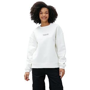 Koton Sweat-shirt côtelé à manches longues et col rond imprimé pour femme, Écru (010), S