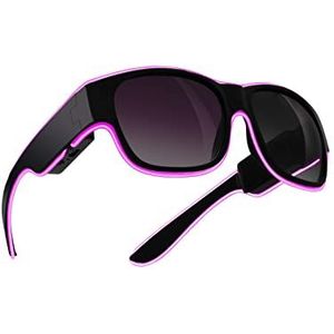 TrendGeek EL Light Disco Party bril, USB opladen, 3 verlichtingsmodi, 7 uur continue helderheid, draadloze bril met EL Light TG-127 (roze)