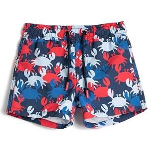 Koton Short de bain imprimé crabe pour garçon avec cordon de serrage, Design bleu (B24), 7-8 Jahre